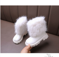 Bottes d'hiver pour filles 2026 en fourrure patchwork noir et blanc
