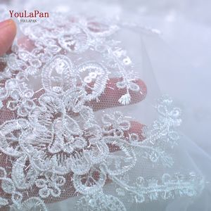 YouLaPan V105 doble encaje Catedral velo de novia bordado a <span class=keywords><strong>mano</strong></span> flor colorete velo fiesta ceremonia con peine de pelo de Metal - Product Image 2