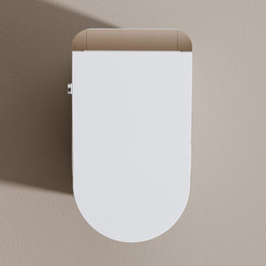 WC intelligent ergonomique haut de gamme en céramique dorée, sans réservoir, à fixation au sol, avec télécommande - Product Image 4