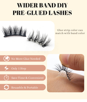 Cils autocollants Lazy Girl Lash sans colle, pré-collés, à poser, demi-bande, cils naturels