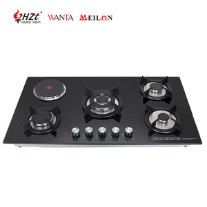 Table <span class=keywords><strong>de</strong></span> cuisson combinée gaz et <span class=keywords><strong>électrique</strong></span> <span class=keywords><strong>de</strong></span> haute qualité, 90 cm, 5 brûleurs intégrés, flamme bleue, pour cuisine - Product Image 1