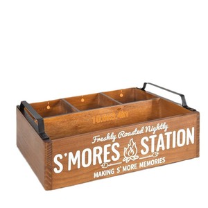 Wooden S'Mores Station <b>Box</b> With Handles And Compartments For Outdoor <b>Camping</b> Picnic Snack <b>Storage</b> - Product Image 5