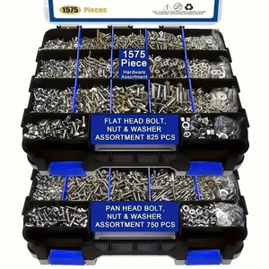 1575 Pc Stainless Steel Screw Nut Washer Assortment Metric Grade A Pan Flat Head Bolts Hardware Set - Product Image 1