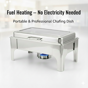 Stainless Steel Chafing Dish <strong>Buffet</strong> <strong>Warmer</strong> with Glass Lid Full Size Food <strong>Warmer</strong> for Catering Hotel Restaurant Fuel Heated Chafer - Product Image 3
