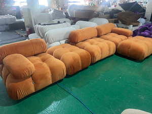 Furniture 3 Seat Mario Bellini Fabric Sectional <b>Sofa</b> With Ottoman Modular Combination Velvet L Shape <b>Brown</b> Sectional <b>Sofa</b> - Product Image 6