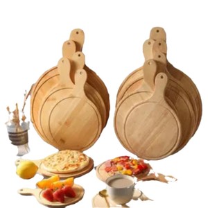 Wooden Pizza Board Set Round Serving Tray Bamboo Solid Wood For Pizza Bread Cake <b>Steak</b> Modern Simple Style - Product Image 2