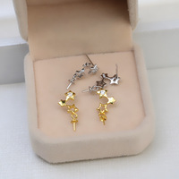 Pendientes de Plata S925 con Estrella de Cinco Puntas Electrochapada, Personalizados, con Bandeja Vacía para Perlas, Accesorios de Joyería DIY para Mujer