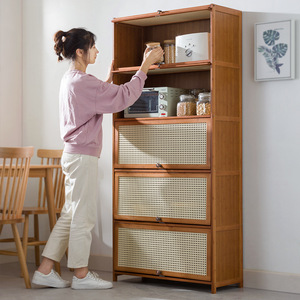 Meuble de rangement de cuisine multi-niveaux sur pied avec portes pour four à micro-ondes et appareils électroménagers - Product Image 2