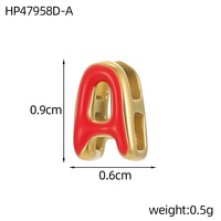 Stainless Steel Gold PVD Plated Colorful Enamel Bubble Letter Alphabet Initial Charm DIY Name Letter Accessories Jewelry Fitting