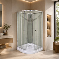 Cabine de douche quadrant avec cadre chromé, verre cannelé dépoli, porte pliante, colonne de douche fine pour salle de bain standard à réaménager