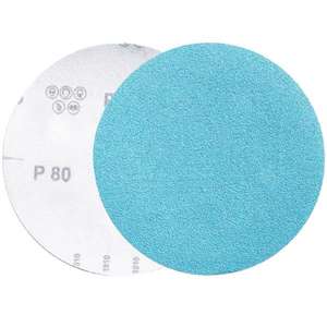 Disques abrasifs à velcro robustes P80 bleus 150 mm pour le polissage du bois et du métal - Product Image 1