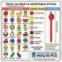 18 Stijlvolle Schattige Fruit Cartoon Intrekbare Balpennen, Kawaii Fruit Charm Pen Set, Kleurrijke Fruitpennen 14,5cm Cadeau