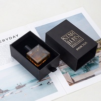 Boîte Cadeau Rigide en Carton Noir Personnalisée Logo Gaufré Or pour Bouteille de 100ml de Parfum, Huile Essentielle d'Oud et Attar