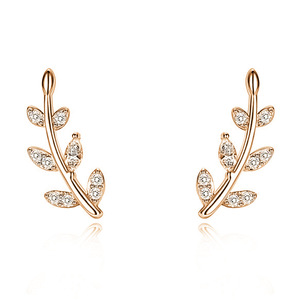 Orecchini a Perno a Forma di Foglia per Donne, Brillanti Orecchini Botanici, Gioielli di Moda per Uso Quotidiano - Product Image 3