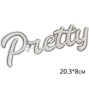 Bonita letra perla rebordear parche brillante bordado estilo autoadhesivo parche DIY en ropa chaquetas Jeans bolsas cojines - Product Image 4