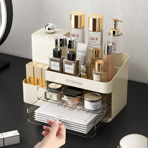Cosmetics Storage <b>Box</b> With Drawers 3 Tier Desktop Organizer For <b>Makeup</b> Skincare Cream White - Product Image 1