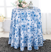 Nappe ronde en polyester imprimée de motifs floraux de luxe en gros pour les mariages, les fêtes et les banquets