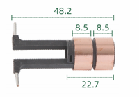 Support de balais de charbon pour anneau collecteur (dimensions : 16* 7.3*8.05/ 48.2*8.5*22.7 X 2 anneaux), pour assemblages de collecteurs à anneau.