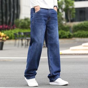 Personalización del fabricante Pantalones vaqueros rectos sueltos de talla grande para hombre Pantalones vaqueros de ocio de algodón 100% de cintura alta - Product Image 4