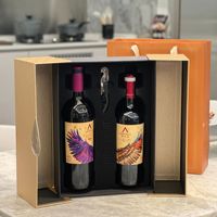 Boîte cadeau pour vin rouge à double porte personnalisée, avec logo en relief et emballage en carton haut de gamme