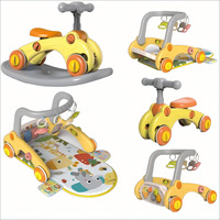 Porteur bébé multifonctionnel 5-en-1 en plastique avec piano à pédales, lumières et musique