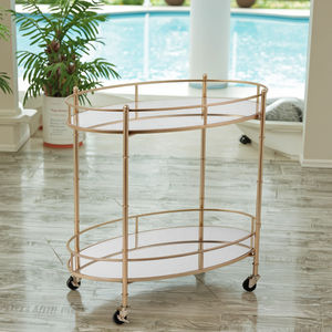 2025年カスタムモダン高級ゴールドメタル折りたたみバーカート、鉄製トロリー、4つの回転キャスターと棚付き、ホテル、家庭、キッチン用 - Product Image 3