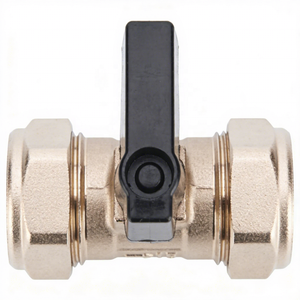 Válvula de bola manual de compresión D1035 <span class=keywords><strong>RASS</strong></span> con extremos OEM, mango corto, palanca de agarre con pulgar CXC, latón - Product Image 2
