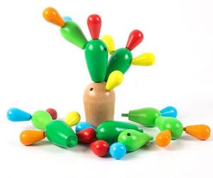 Puzzle en bois Montessori Cactus |   Blocs de construction pour enfants |   Jouet d'éveil et de motricité fine - Product Image 1