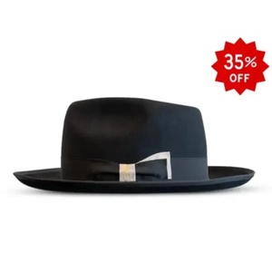 Chapeau Fedora en feutre de laine noir à large bord, chapeau de cérémonie vintage pour adulte, idéal pour les fêtes et les voyages - Product Image 3