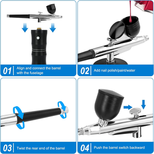 Kit Aérographe Portable <span class=keywords><strong>pour</strong></span> Tatouages <span class=keywords><strong>de</strong></span> Barbier, Rechargeable USB, Acier Inoxydable, 38 PSI, Pistolet <span class=keywords><strong>de</strong></span> <span class=keywords><strong>Peinture</strong></span> <span class=keywords><strong>pour</strong></span> <span class=keywords><strong>Cheveux</strong></span>/Ongles et Maquillage, Compresseur Sans Fil - Product Image 5