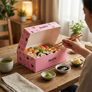 Custom Waterproof Rigid Paper <b>Box</b> for Sushi & Burger Meals with Magnetic Closure and Handle-Eco-Friendly Takeaway Packaging - Product Image 5