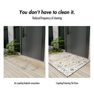 Tapis de porte Positano rectangulaire à motif médaillon, résistant aux taches, lavable, pour entrée de maison, en fibre de polyester - Product Image 5
