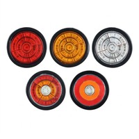 Feu arrière LED rond concentrique, anneau de signalisation type 'œil de taureau' avec passe-câble en caoutchouc, rouge, ambre, blanc, 12-24V, pour camions semi-remorques et remorques, fonctions Stop, Clignotant, Marche arrière