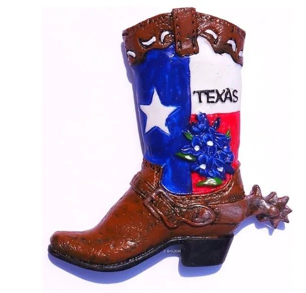 Resin Texas Cowboy boots USA 3D Refrigerator magnet souvenir