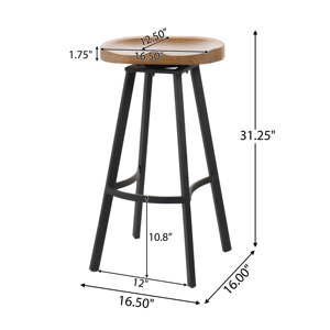 Sgabello da bar girevole Pinewood con gambe in ferro, set di 2 - Product Image 3