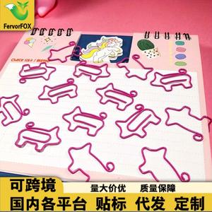 Marque-page en forme de cochon, en métal rose, forme de dessin animé, réutilisable, pour décoration de bureau, 2,8 cm x 2 cm - Product Image 5