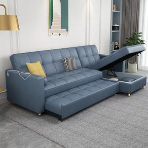 Đồ Nội Thất Phòng Khách Thiết Kế Hiện Đại Giá Rẻ Giá Đa Chức Năng Thoải Mái Màu Xanh Cắt Vải Gấp <span class=keywords><strong>Sofa</strong></span> Giường Cho Nhà - Product Image 2