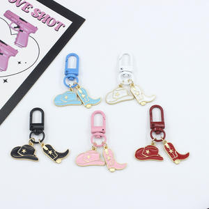 ลดกระหน่ำอเมริกันคาวบอยตะวันตกบูทหมวกพวงกุญแจโลหะผสมกระเป๋ารถจี้คู่เครื่องประดับพวงกุญแจโลหะ - Product Image 2