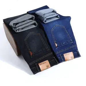 Jeans por atacado para homens Designer jeans elástico azul e preto