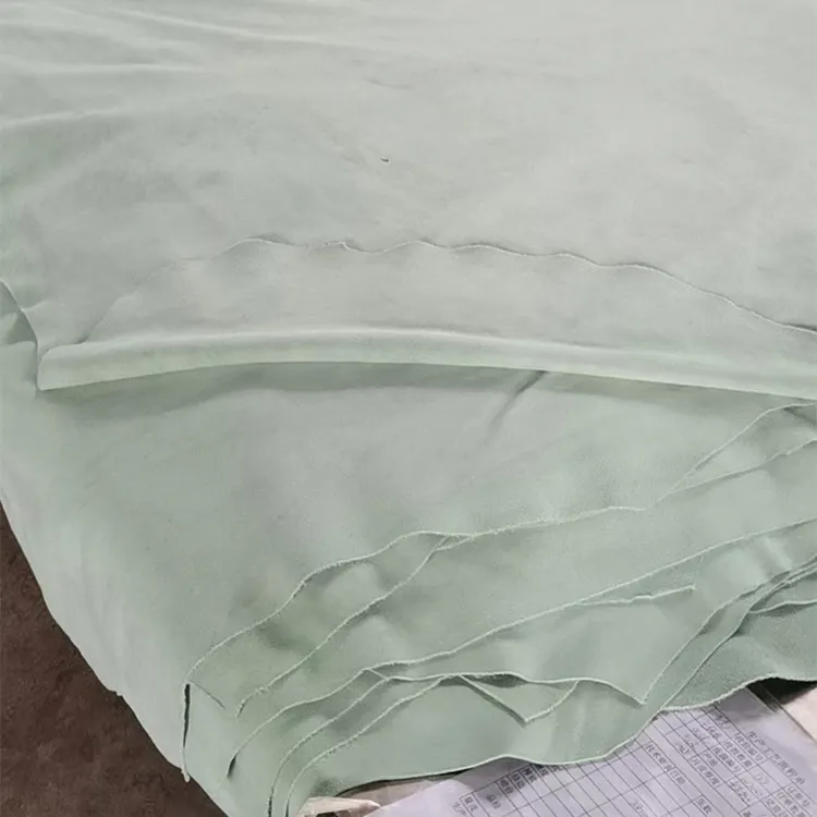 Pabrik kulit bahan kain kulit sapi asli Suede tidak beraturan oranye kualitas tinggi untuk sofa