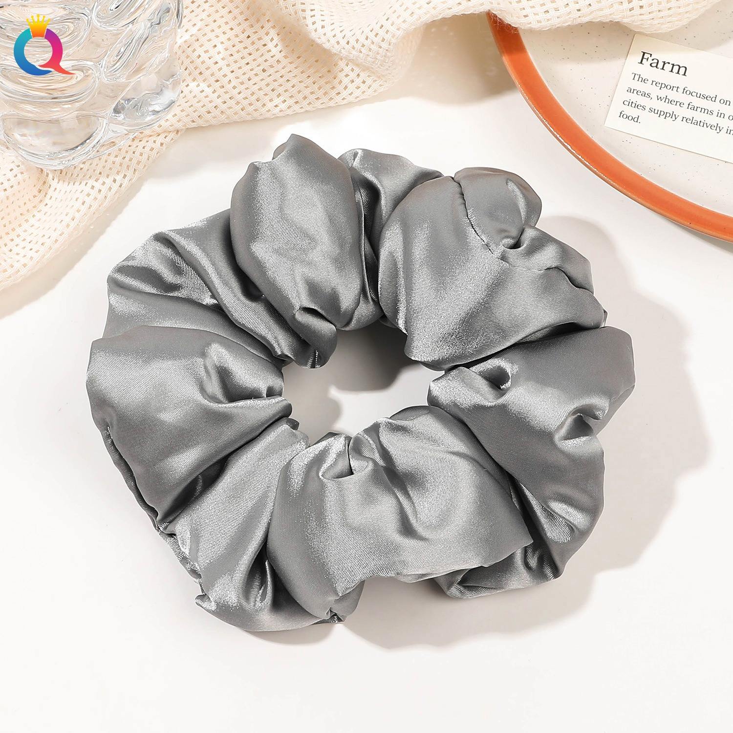 Grande Scrunchie in cotone satinato-grigio