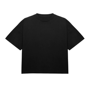 T-shirt da uomo personalizzata all'ingrosso in cotone pesante, vestibilità ampia, nera, con stampa serigrafica, stile streetwear casual - Product Image 1