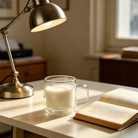 Tasse à thé en verre artisanal fabriquée directement en usine, résistante à la chaleur, à double paroi, en verre borosilicate, pour cappuccino
