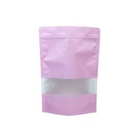 Emballage alimentaire refermable personnalisé pour aliments pour animaux de compagnie, sacs en plastique transparent blanc rose métallisé avec fermeture éclair et fenêtre