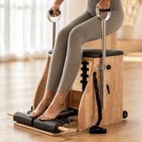 Chaise de Pilates pour la maison et le studio, durable, avec cadre en chêne réglable, revêtement en cuir PU épaissi, pour la santé des hommes, des femmes et des adultes