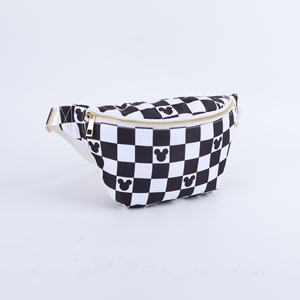 กระเป๋าคาดเอวแฟชั่นไนลอนแบบยูนิเซ็กส์ รุ่นจัมโบ้ ลายตารางขาวดำ พิมพ์ลายทั้งใบ ปิดซิป กันน้ำ พกพาสะดวก - Product Image 3