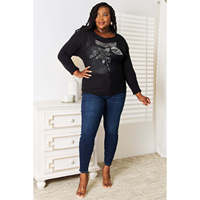 Haut en tricot noir à sequins et motif, manches dolman, 100 % acrylique, extensible à moyenne élasticité, lavage en machine, séchage à l'air frais, tailles S-XL
