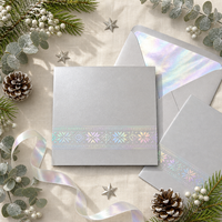 Carte de vœux personnalisée de Noël 5x7 pouces, 300 g/m², bordure flocon de neige argentée, feuille holographique avec enveloppe assortie CBZ-X170