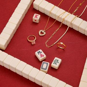 Anillo de Compromiso y Promesa de Plata S925 con Zirconia 5A 8A, Diseño Mahjong de Año Nuevo Chino Feliz 2026, para Mujer - Product Image 3