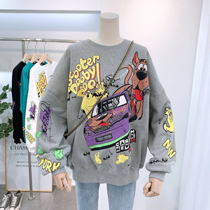 Camiseta de manga larga coreana suelta cuello redondo de talla grande sudaderas con capucha y sudadera para <span class=keywords><strong>mujer</strong></span> con Otoño Invierno - Product Image 4